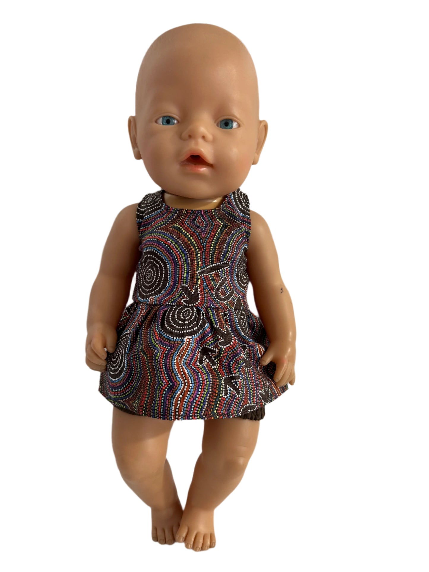 Indigenous Pattern Dress & Bloomers - Brown Sets - 2 Piece