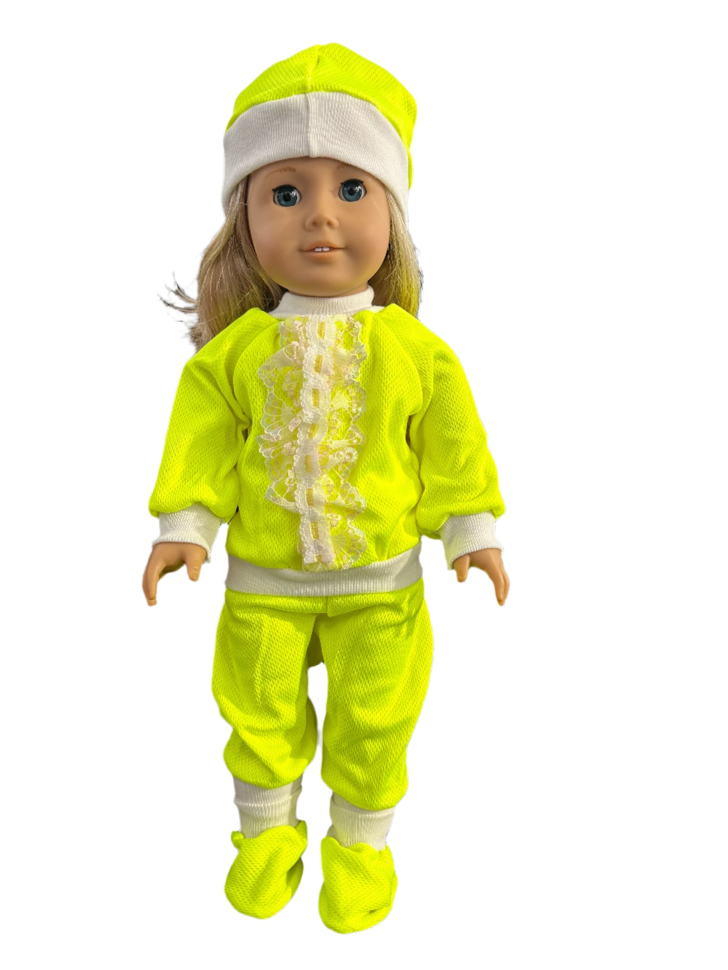 Bright Yellow Lace Tracksuit Set - 4 Pieces