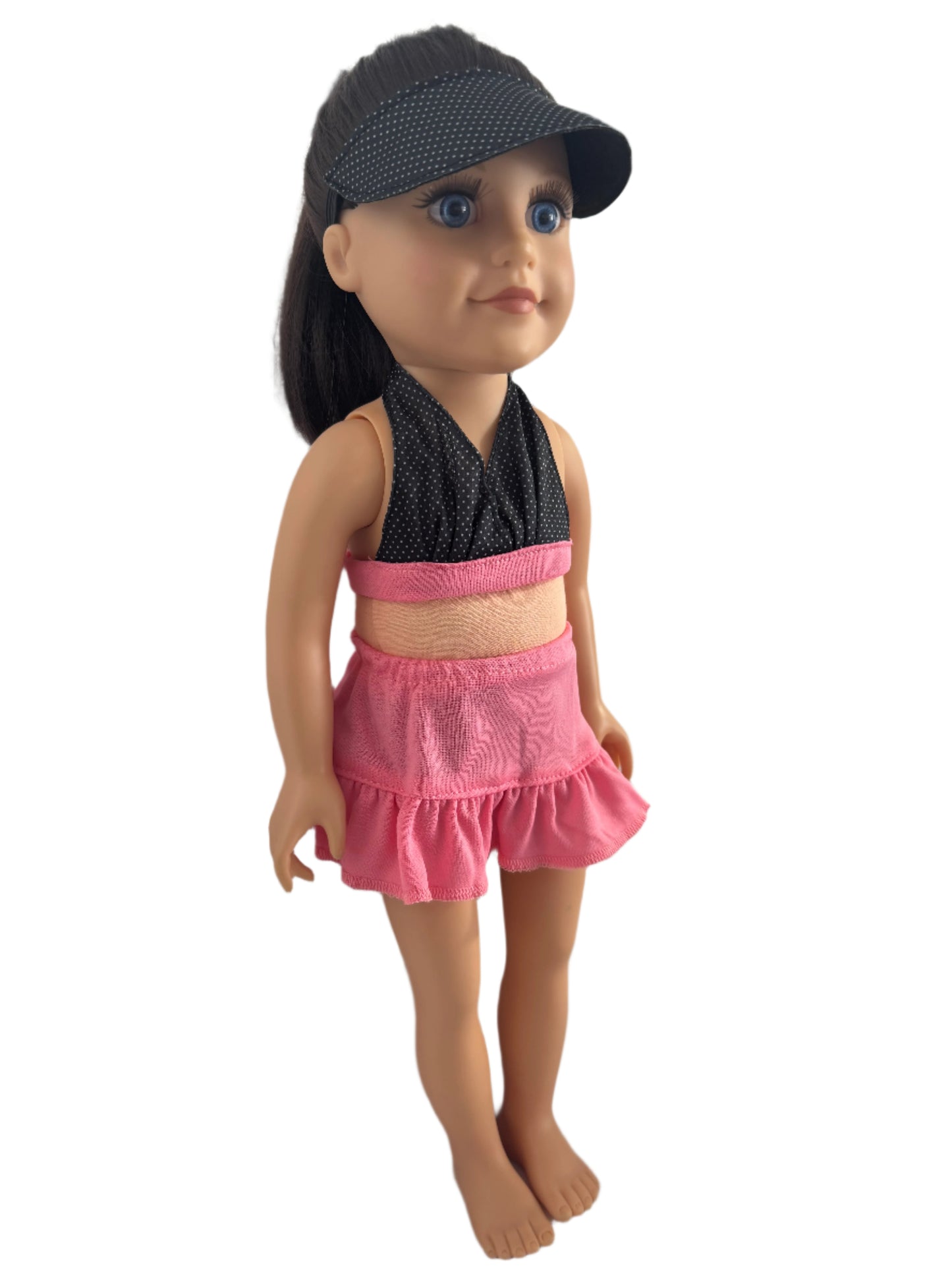 Pink & Black Polka Dot Swim Set - 4 Piece Set