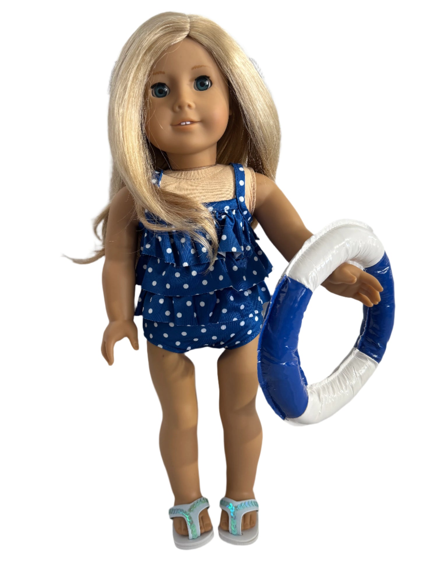 Blue Polka Dot Bathing Swimsuit with Float - 3 Piece Set