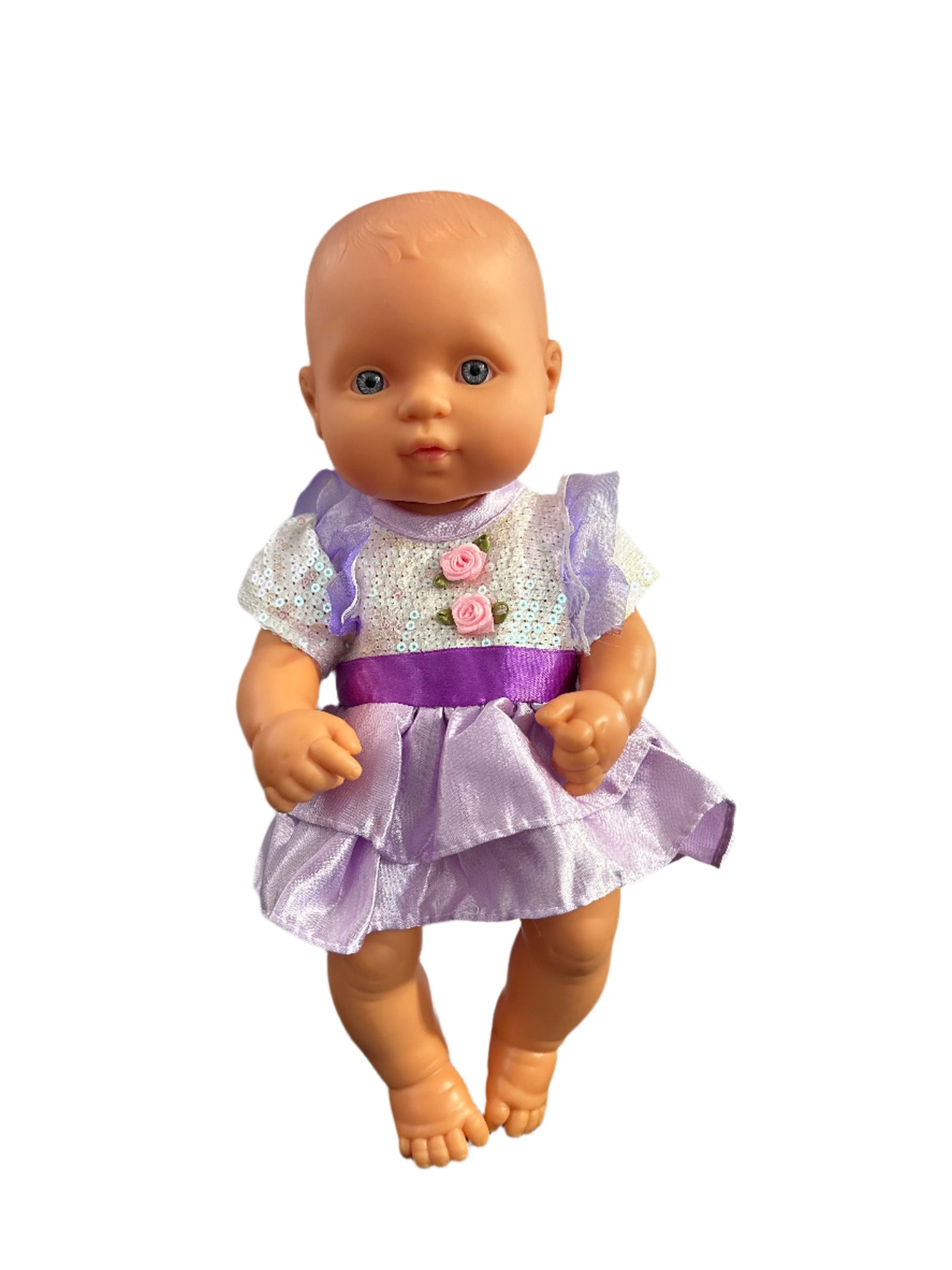 White Shimmer Sequin & Purple Frilly Dress