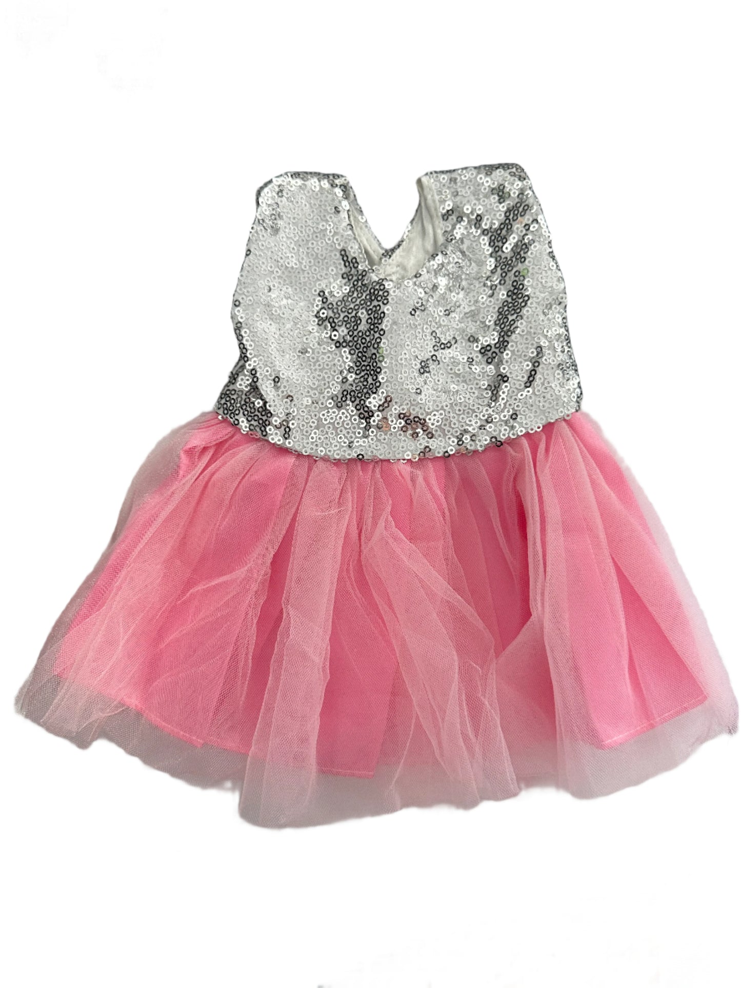 Sequin Tulle Pink Party Dress & Bow