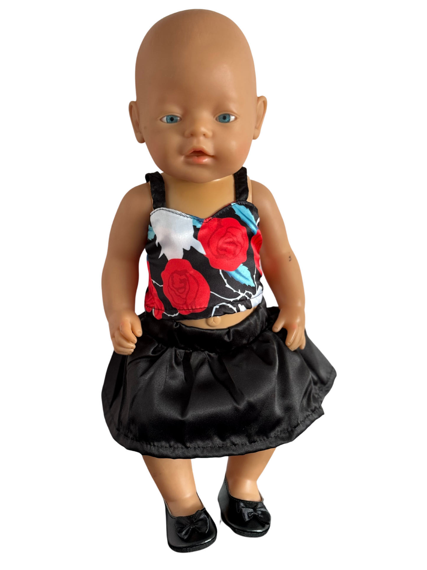 Black Skirt & Rose Top - 2 Piece