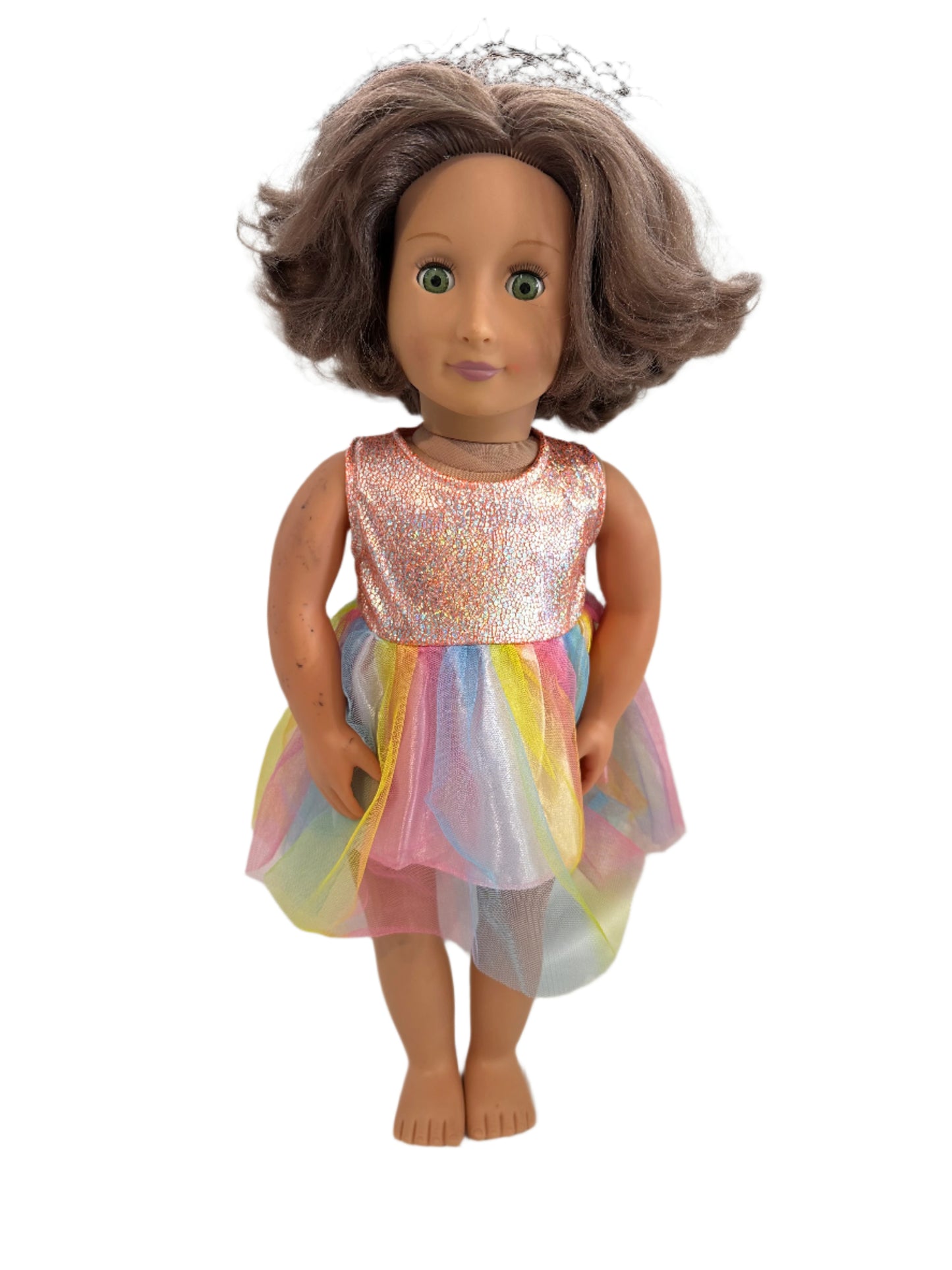 Orange Shimmer & Rainbow Tulle Dress