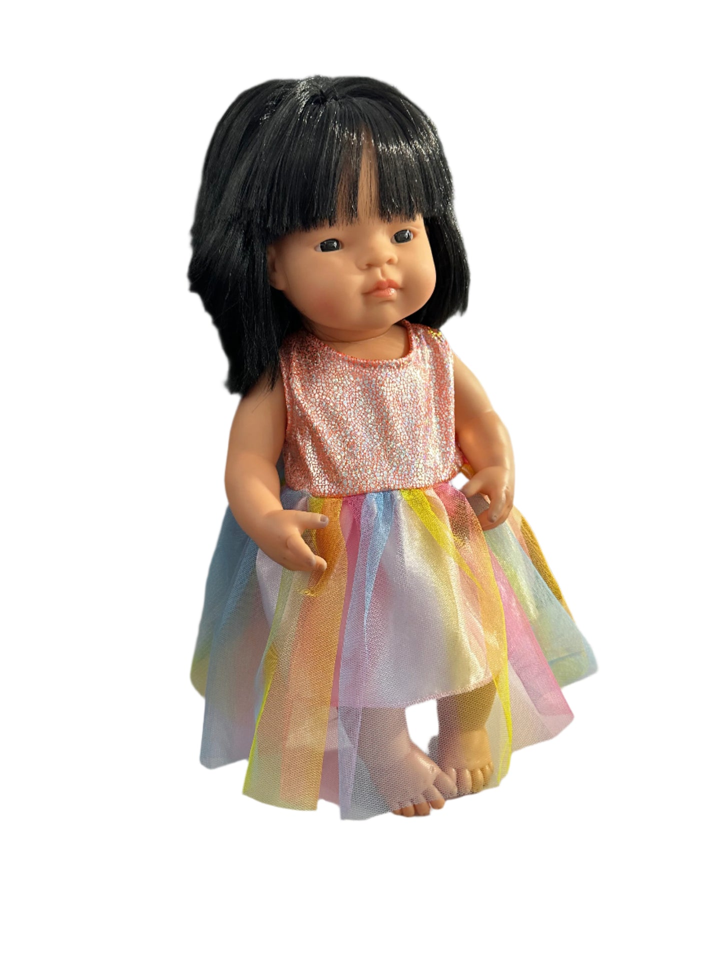 Orange Shimmer & Rainbow Tulle Dress