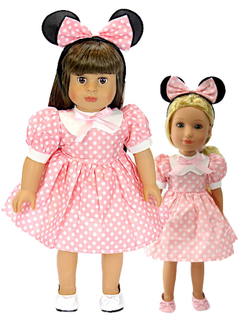 Little Pink Minnie Mouse Dress & Headband - 2 Piece Set