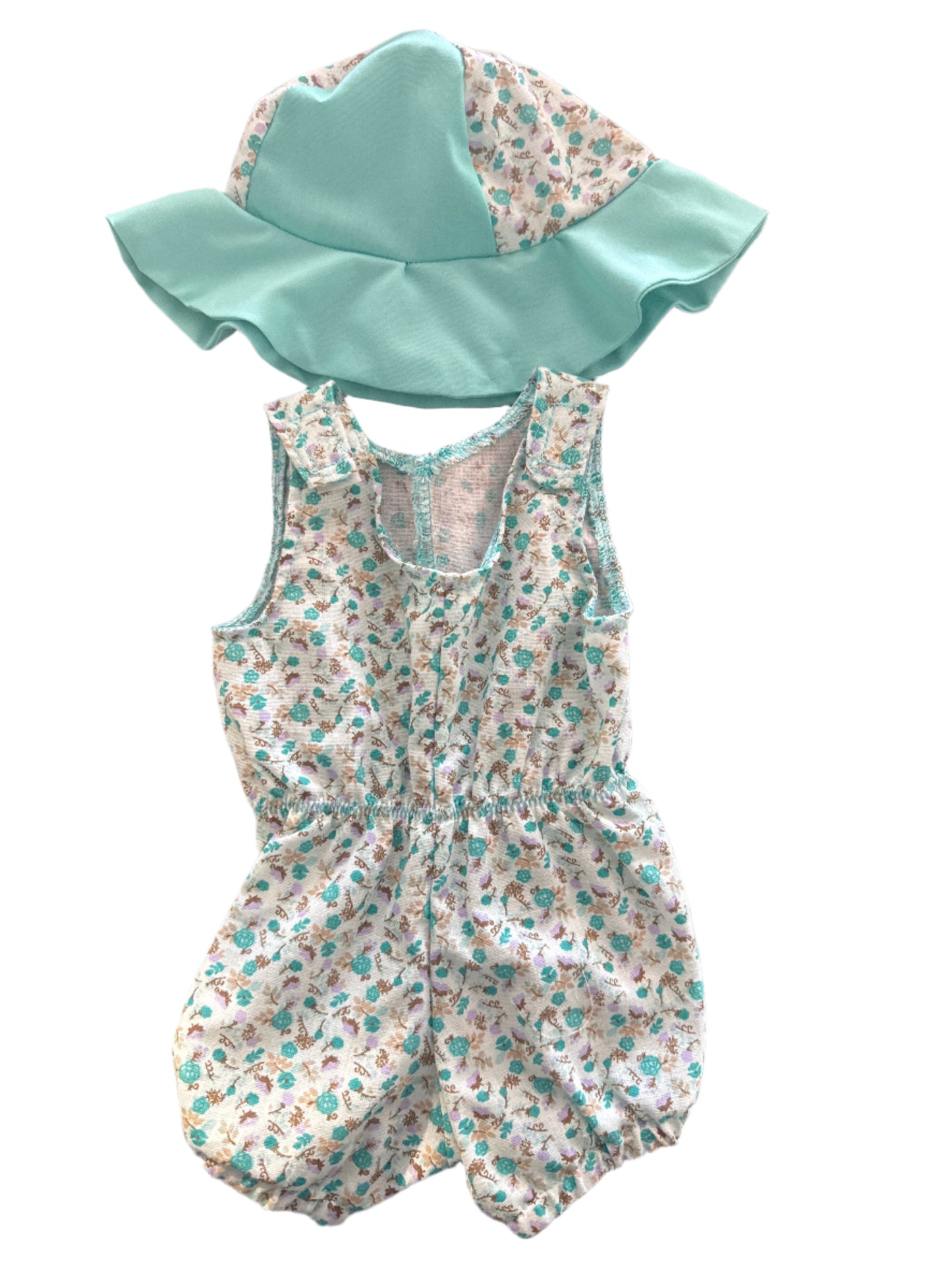Aqua Floral Romper 2 Piece Set