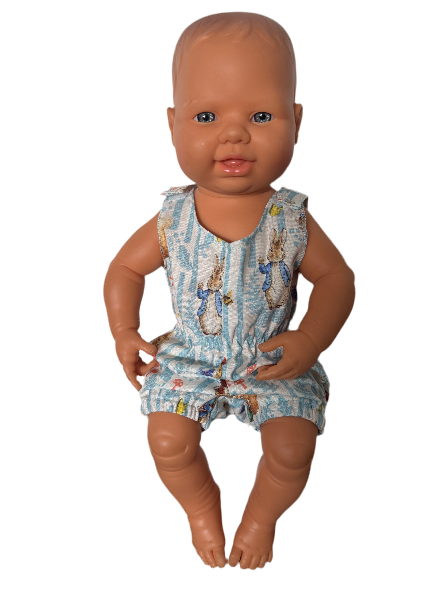 Blue Striped Rabbit Romper
