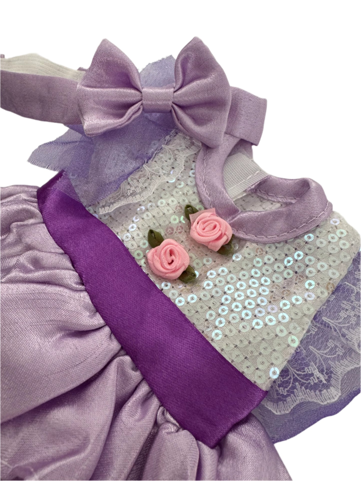 White Shimmer Sequin & Purple Frilly Dress