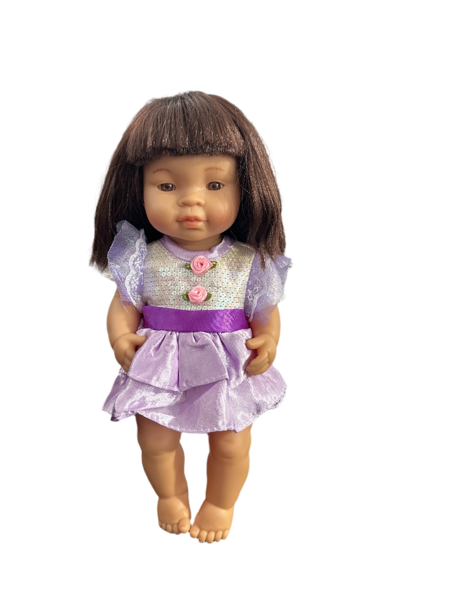 White Shimmer Sequin & Purple Frilly Dress