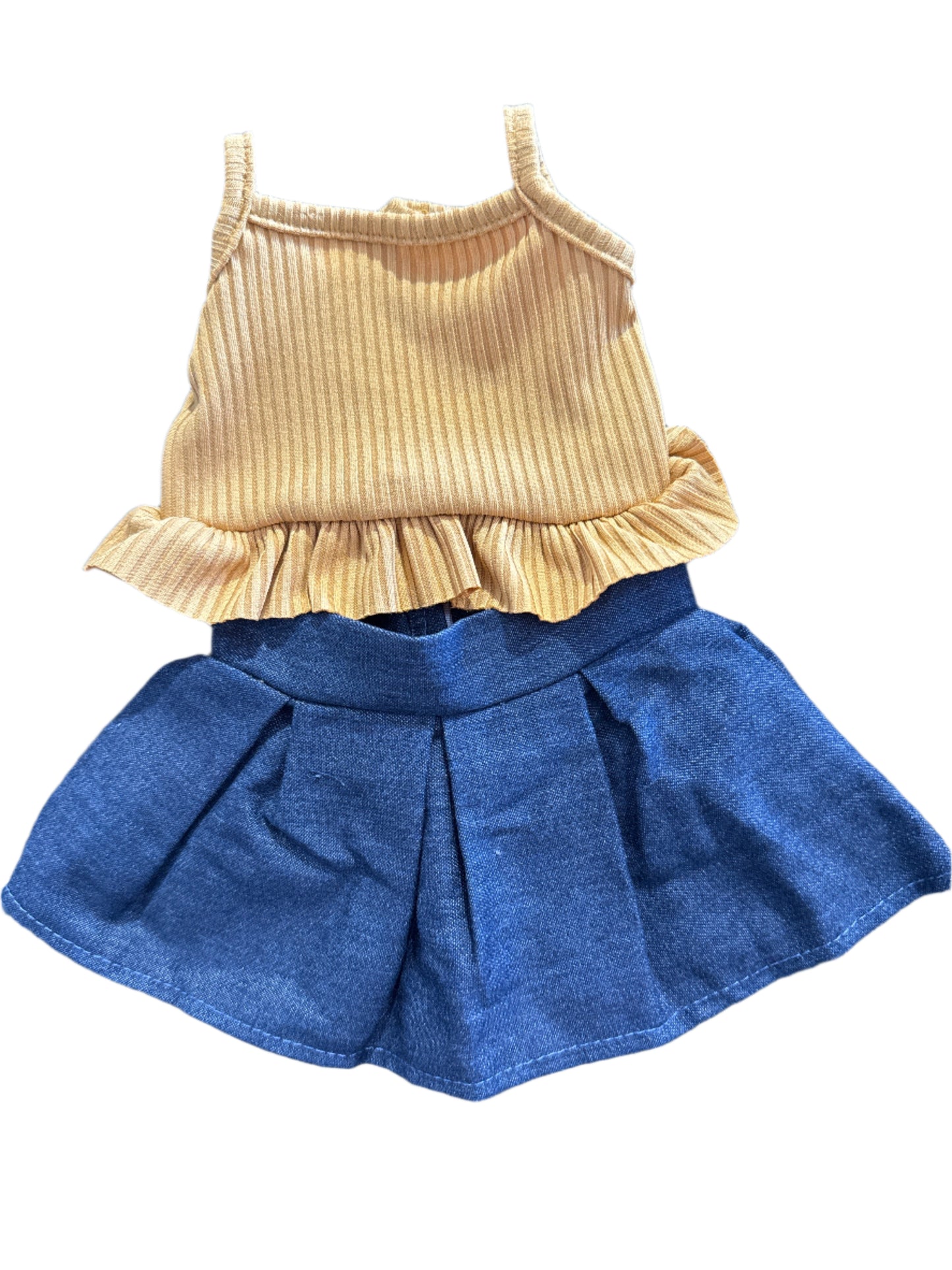 Mustard Cami & Blue Denim Skirt - 2 Piece Set