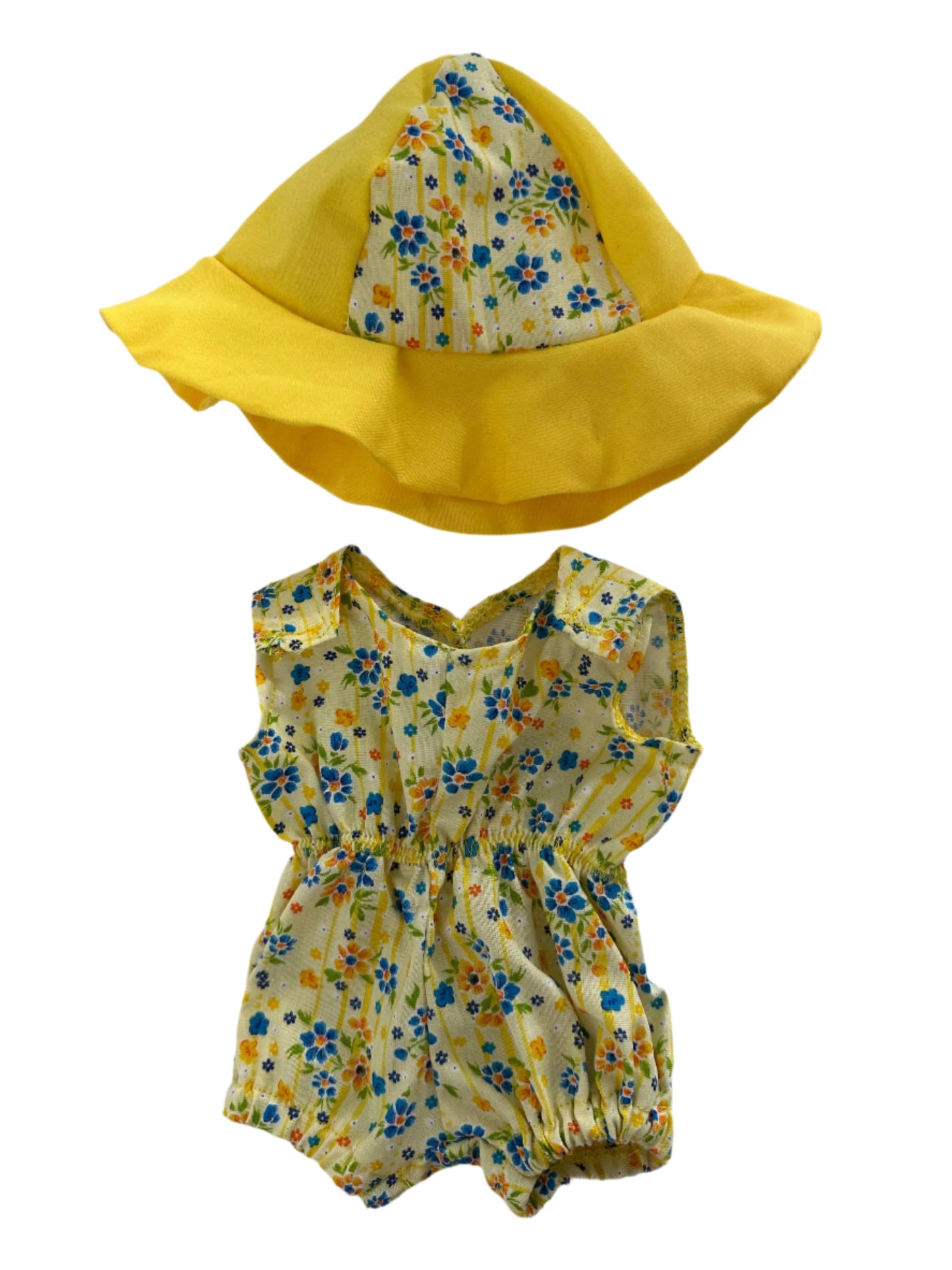 Yellow Floral Romper & Hat Set - 2 Piece