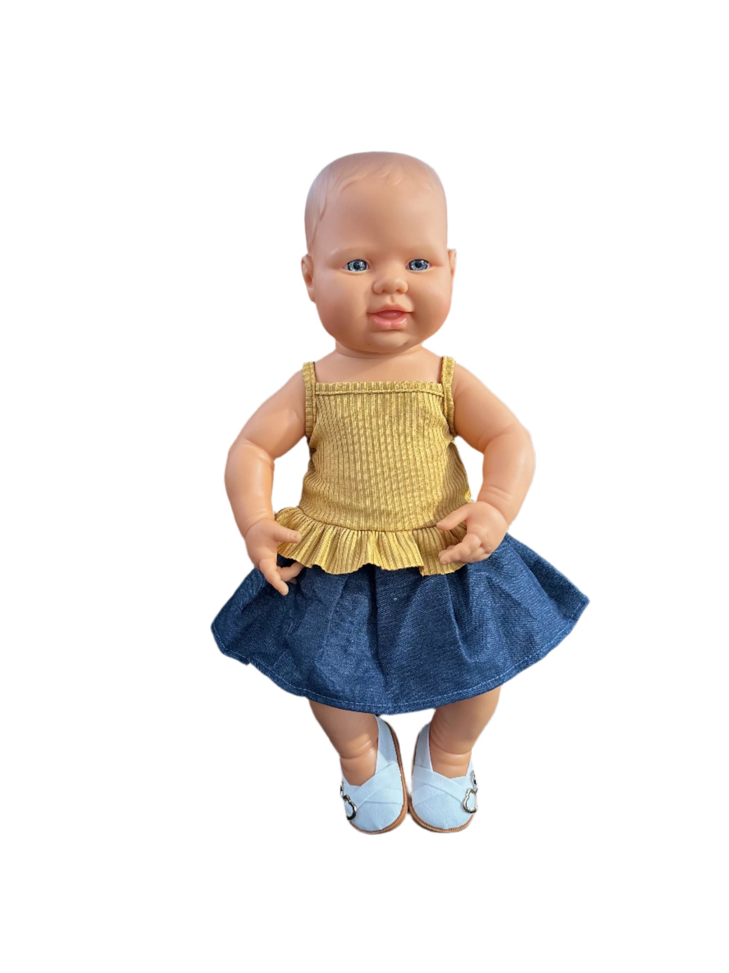 Mustard Cami & Blue Denim Skirt - 2 Piece Set
