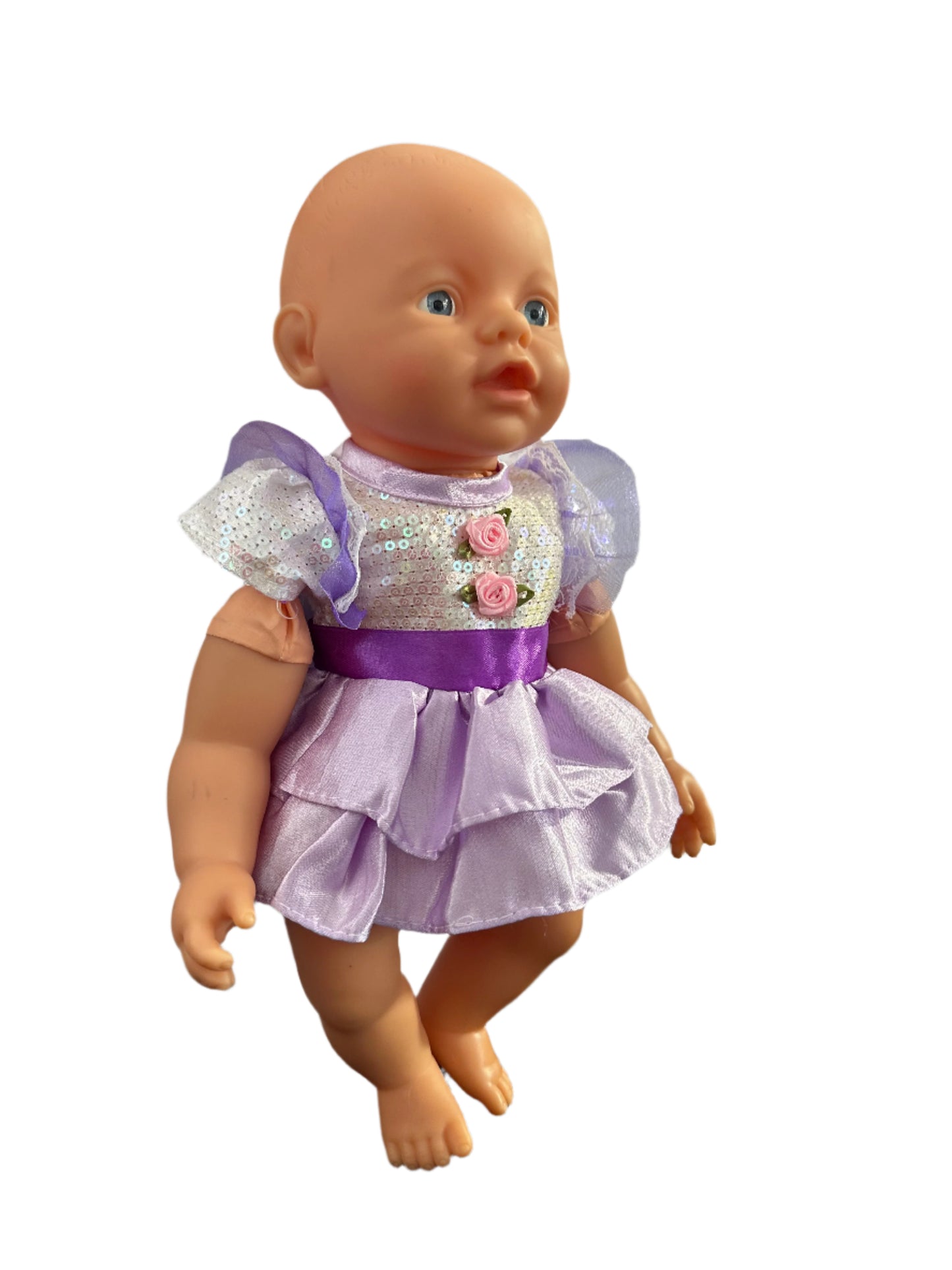 White Shimmer Sequin & Purple Frilly Dress