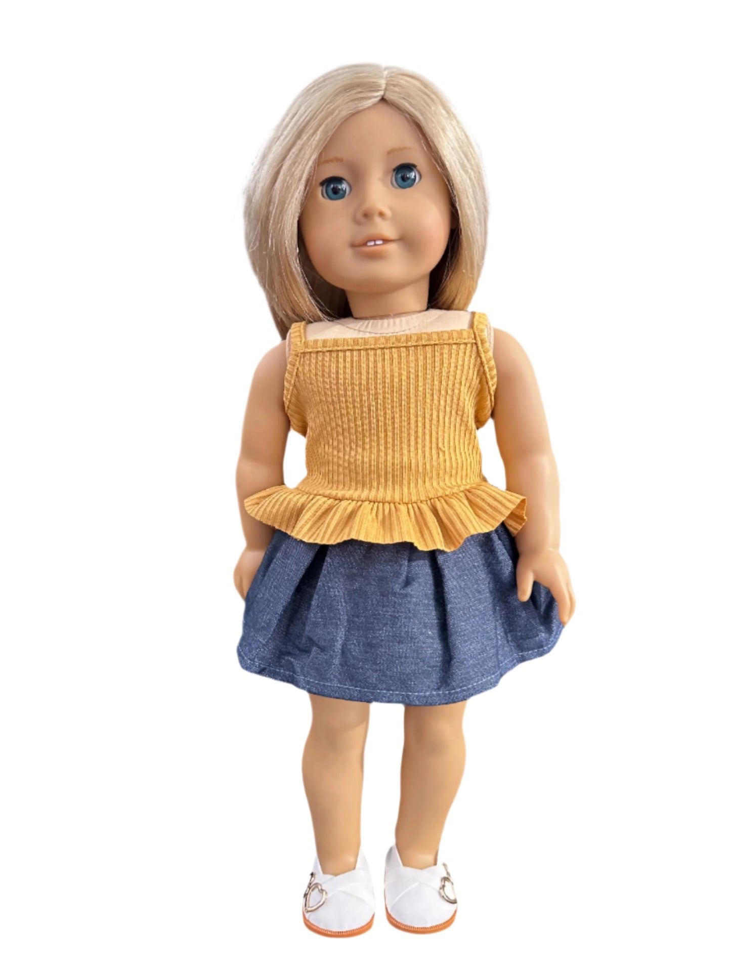 Mustard Cami & Blue Denim Skirt - 2 Piece Set