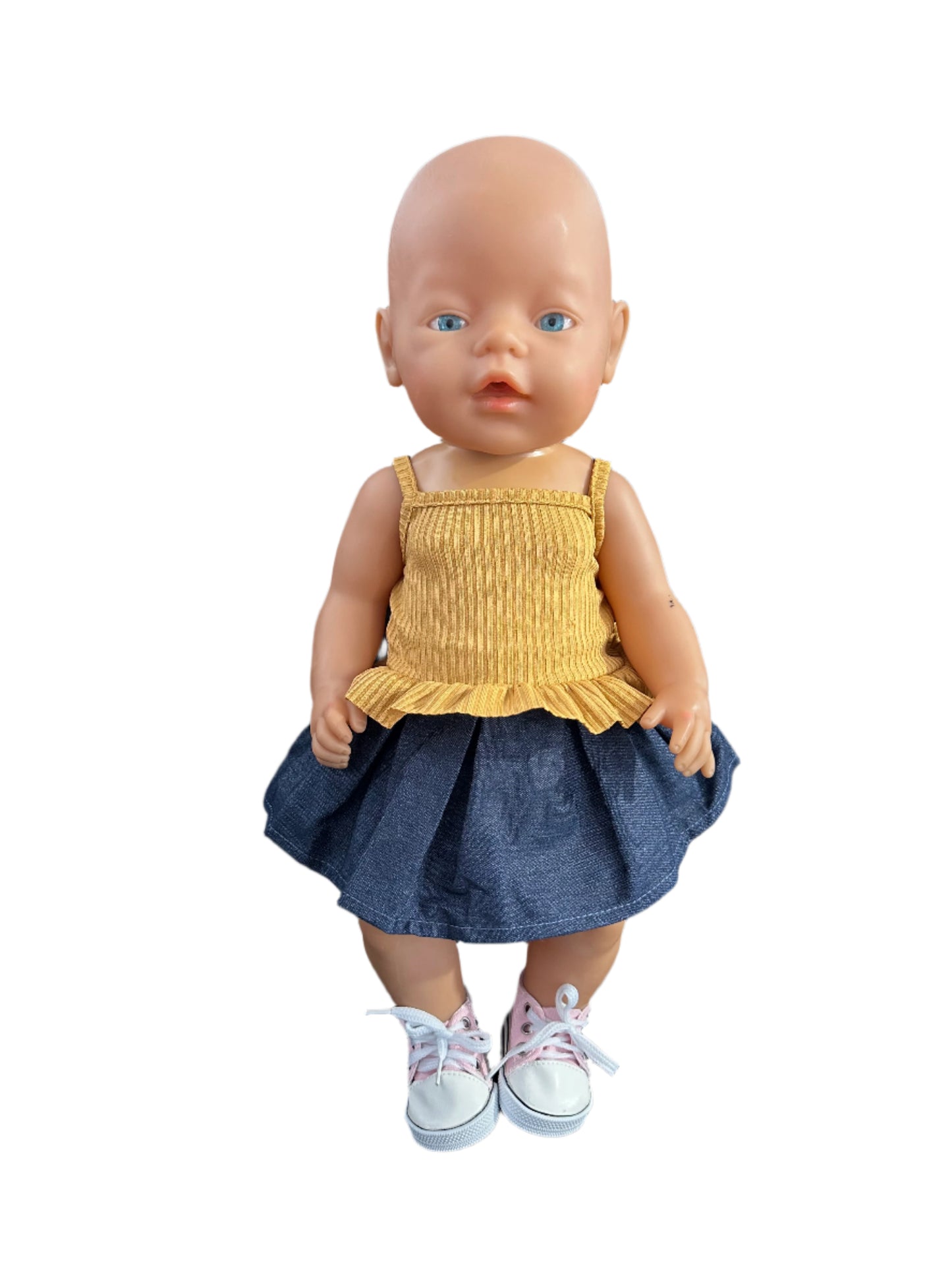 Mustard Cami & Blue Denim Skirt - 2 Piece Set