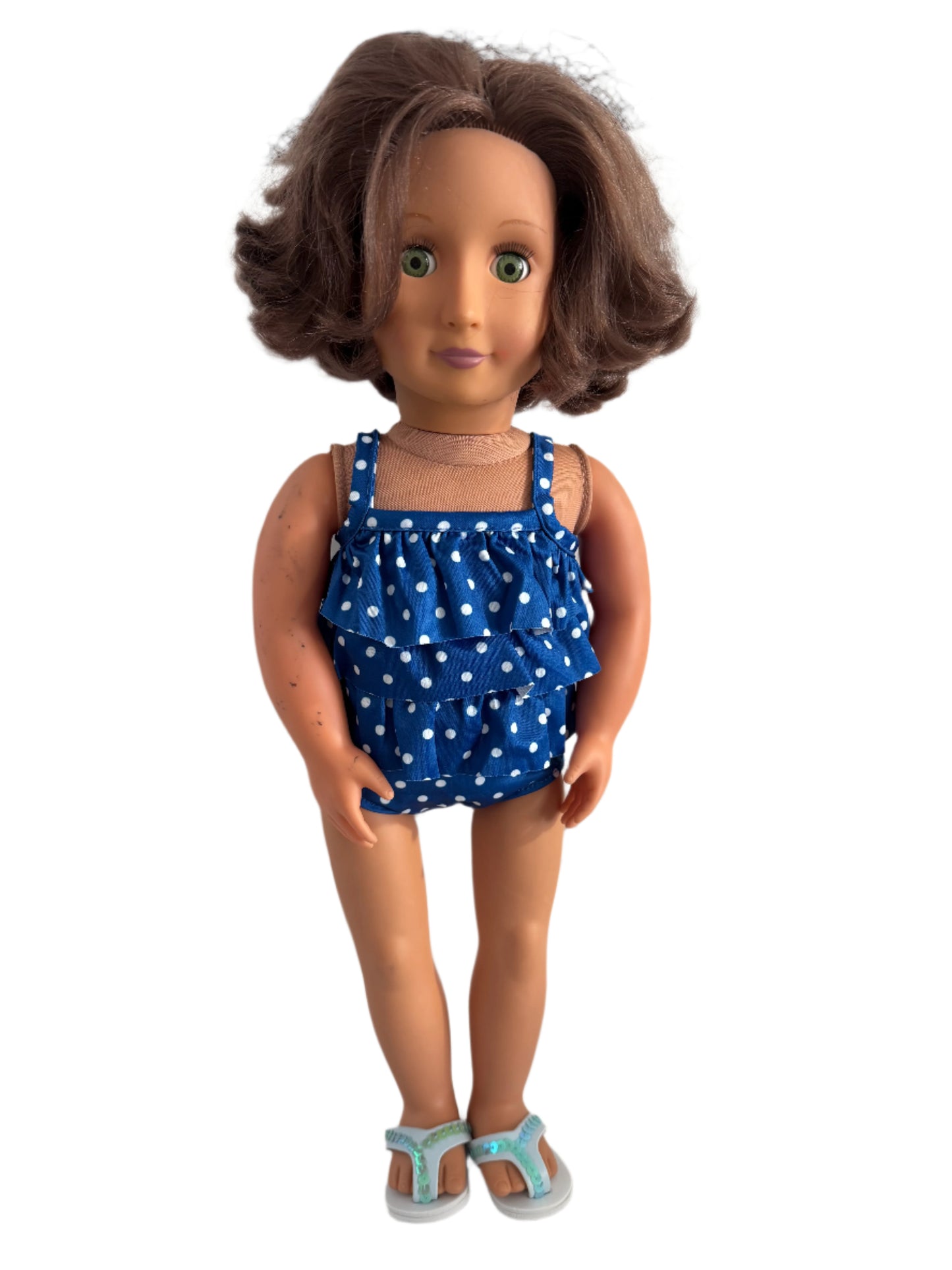 Blue Polka Dot Bathing Swimsuit with Float - 3 Piece Set
