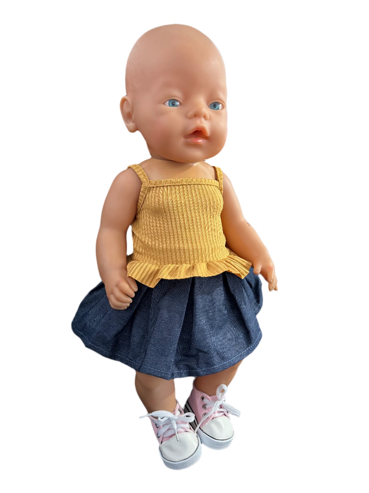 Mustard Cami & Blue Denim Skirt - 2 Piece Set