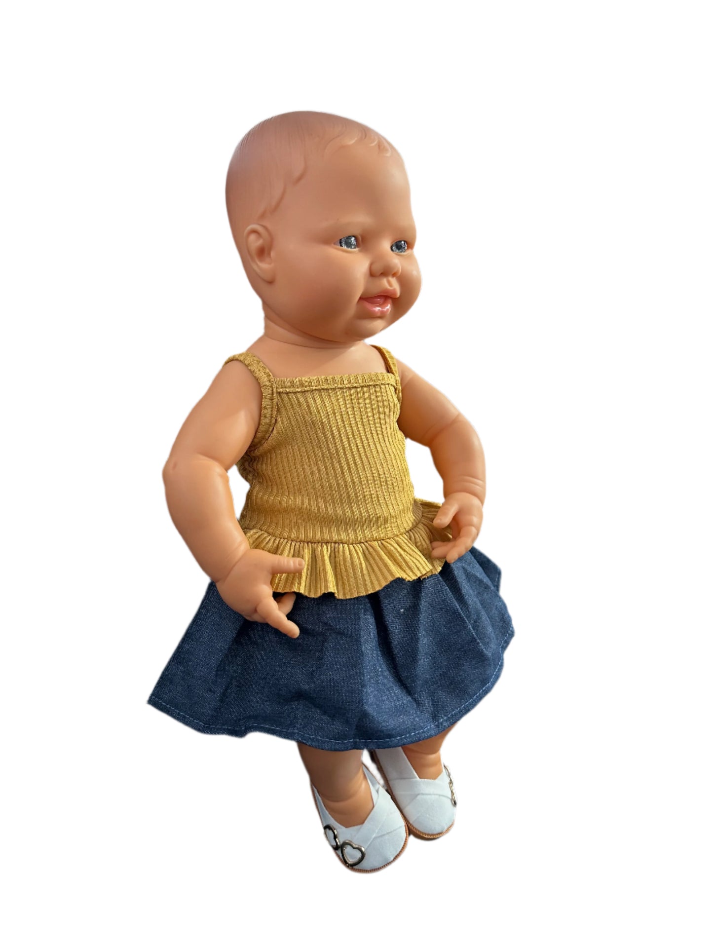Mustard Cami & Blue Denim Skirt - 2 Piece Set
