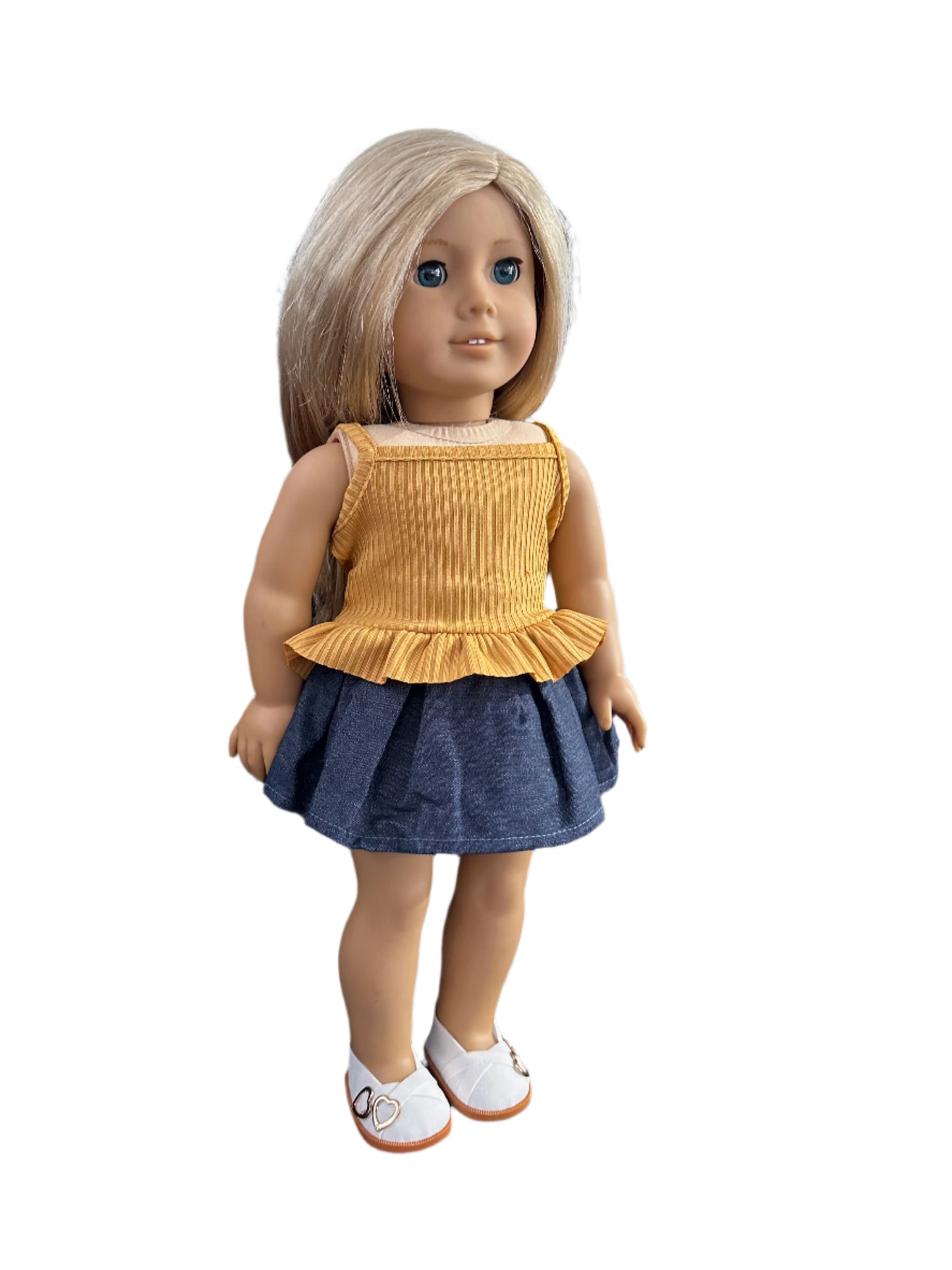 Mustard Cami & Blue Denim Skirt - 2 Piece Set