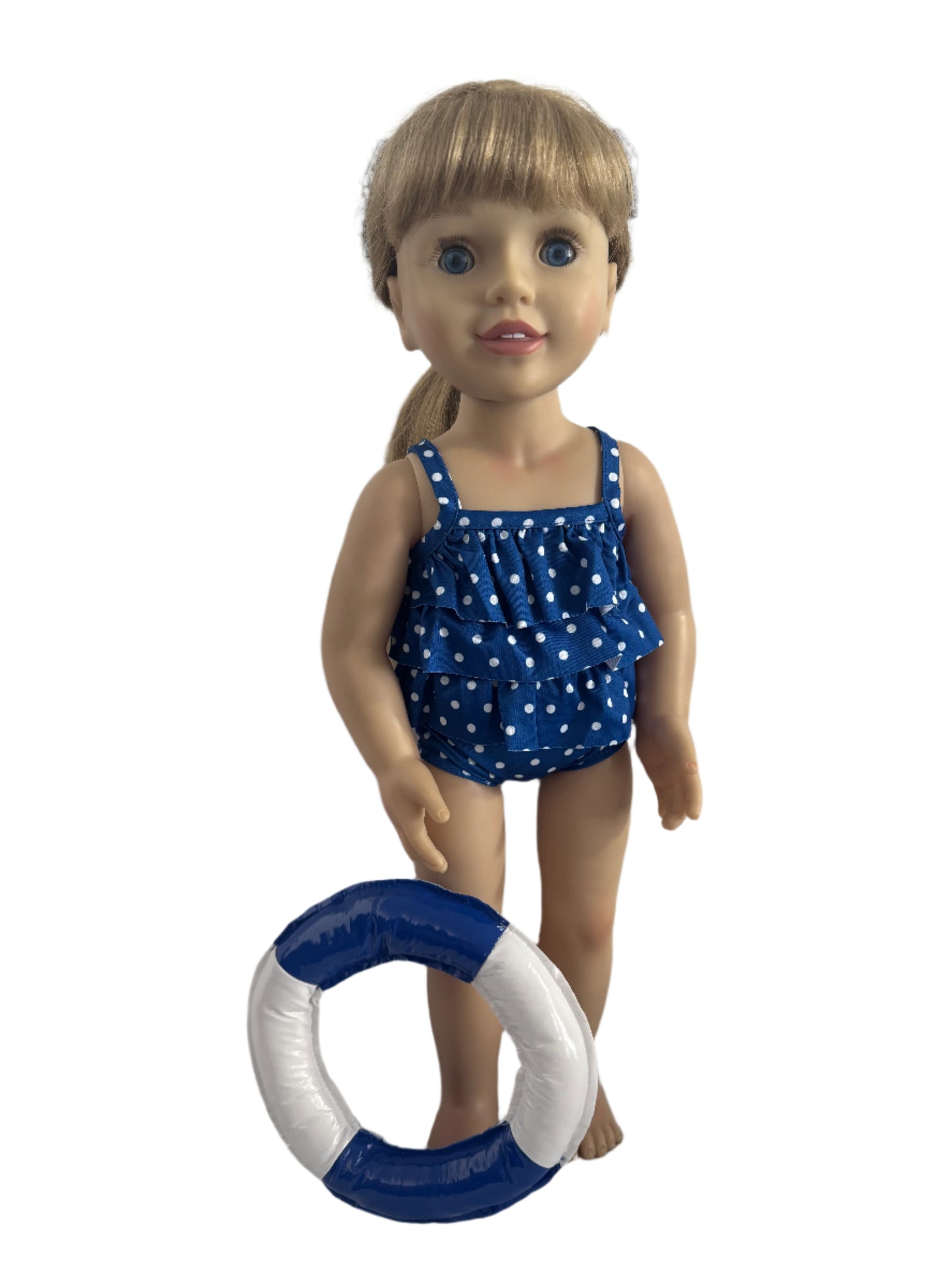 Blue Polka Dot Bathing Swimsuit with Float - 3 Piece Set