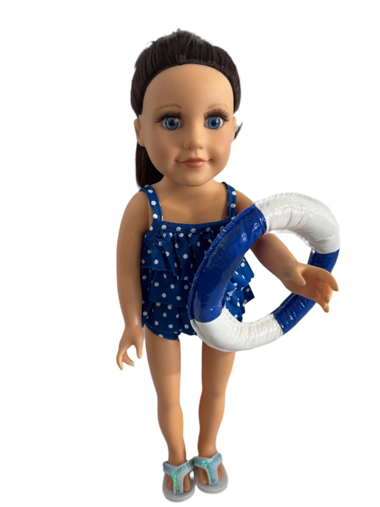 Blue Polka Dot Bathing Swimsuit with Float - 3 Piece Set