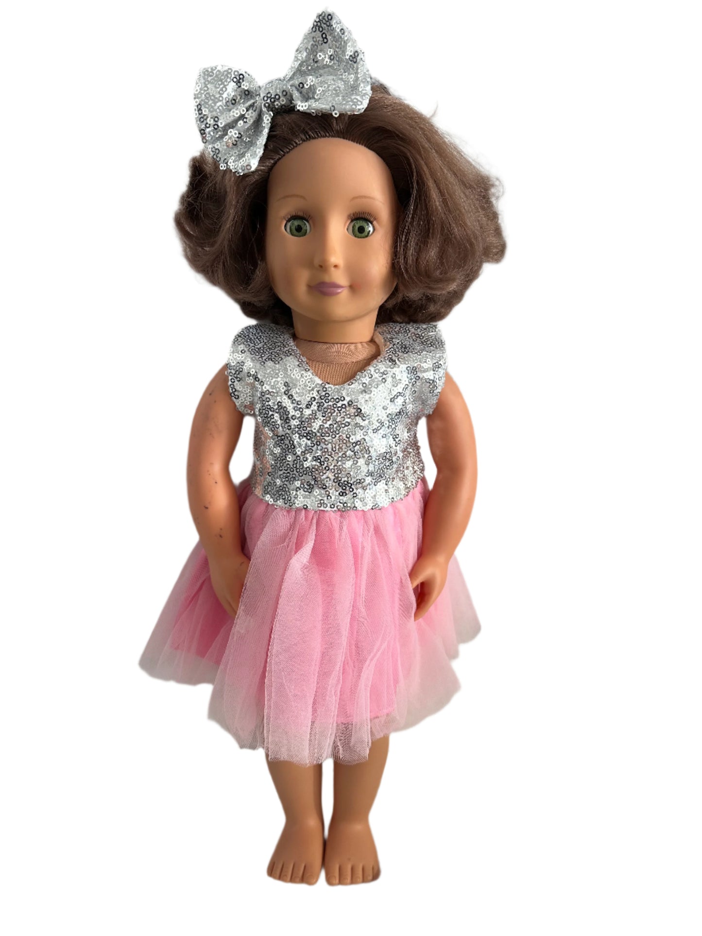 Sequin Tulle Pink Party Dress & Bow