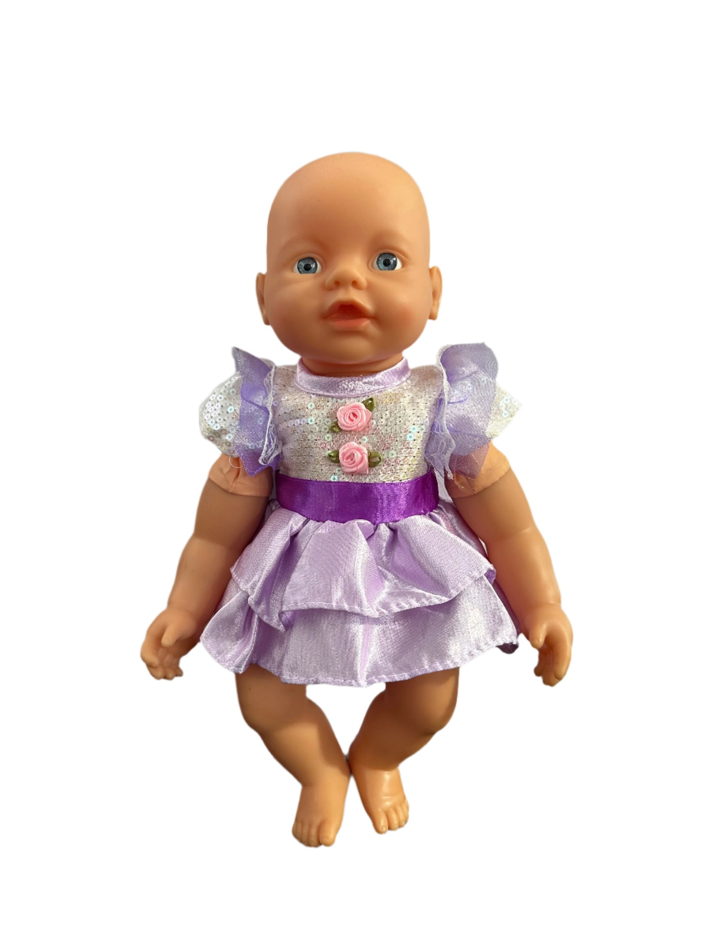 White Shimmer Sequin & Purple Frilly Dress