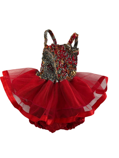 Red Boho Tutu Dress & Pantie Set - 2 Piece