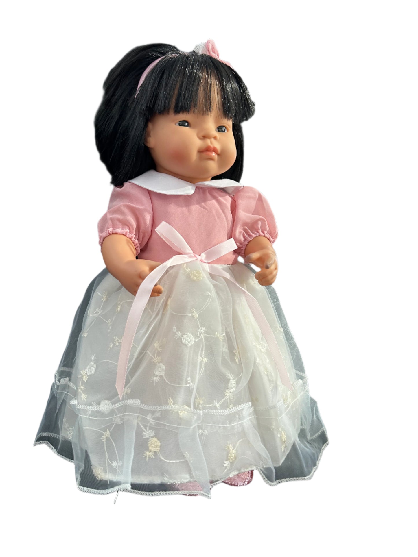 Vintage White & Pink Tulle Dress & Headband - 2 Piece
