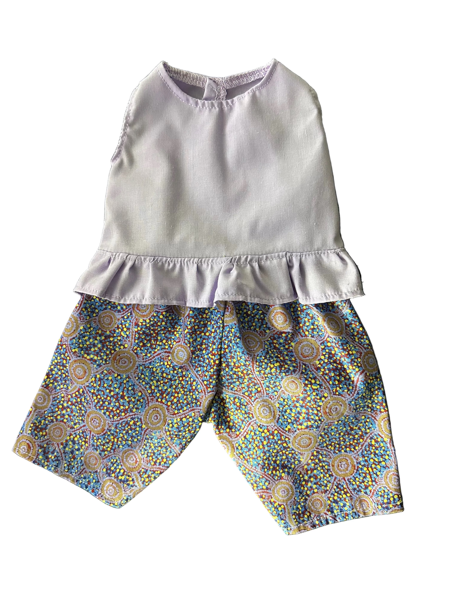 Indigenous Pattern Ruffled Singlet & Pant Set - 2 Piece