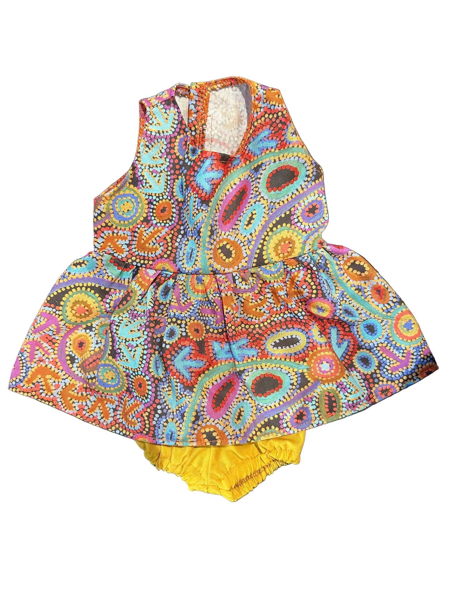 Indigenous Pattern Dress & Bloomers Set (Yellow) - 2 Piece