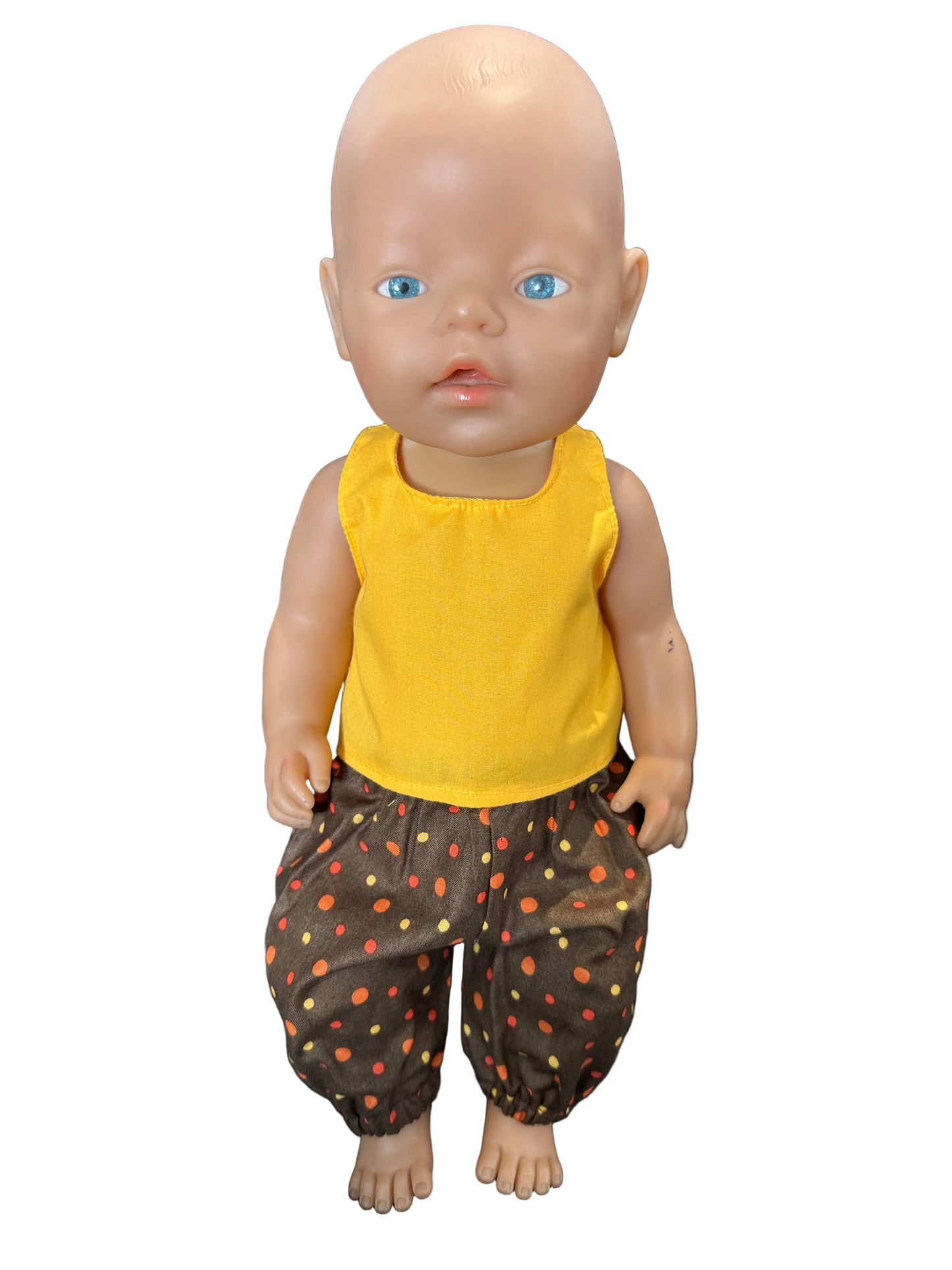 Gold & Patterned Harem Pants Set - 2 Piece