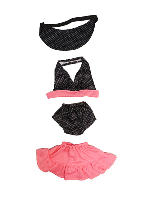 Pink & Black Polka Dot Swim Set - 4 Piece Set