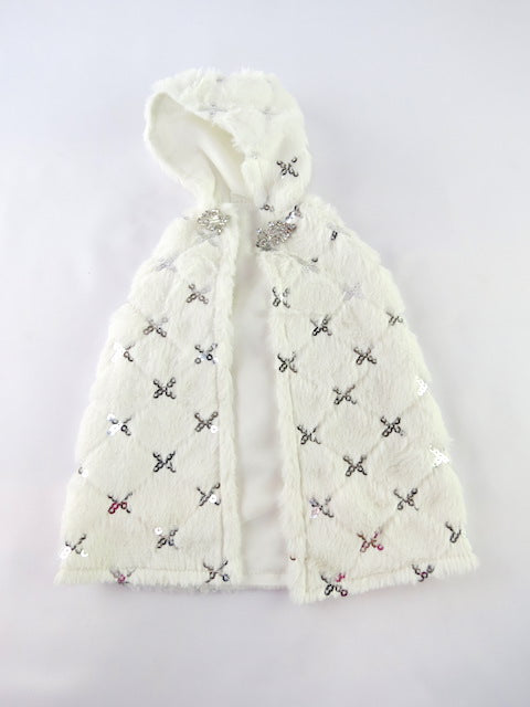 Warm Hooded White & Silver Fur Cape (s)