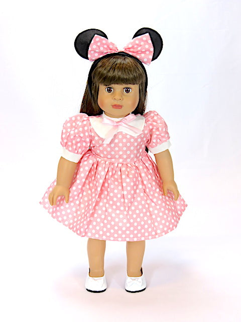 Little Pink Minnie Mouse Dress & Headband - 2 Piece Set