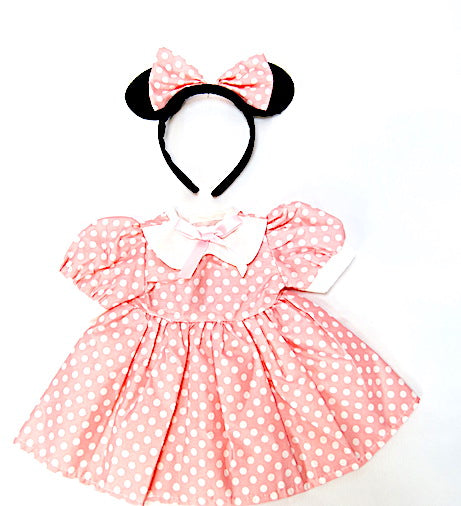 Little Pink Minnie Mouse Dress & Headband - 2 Piece Set