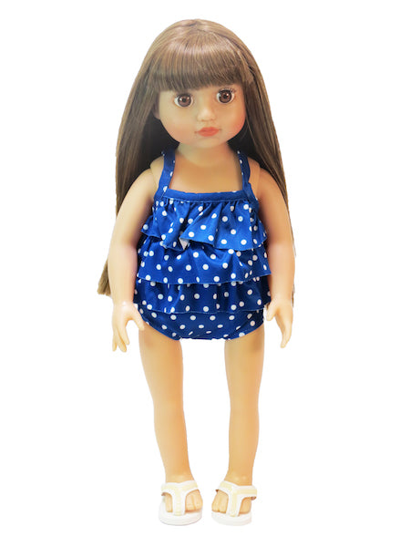 Blue Polka Dot Bathing Swimsuit with Float - 3 Piece Set