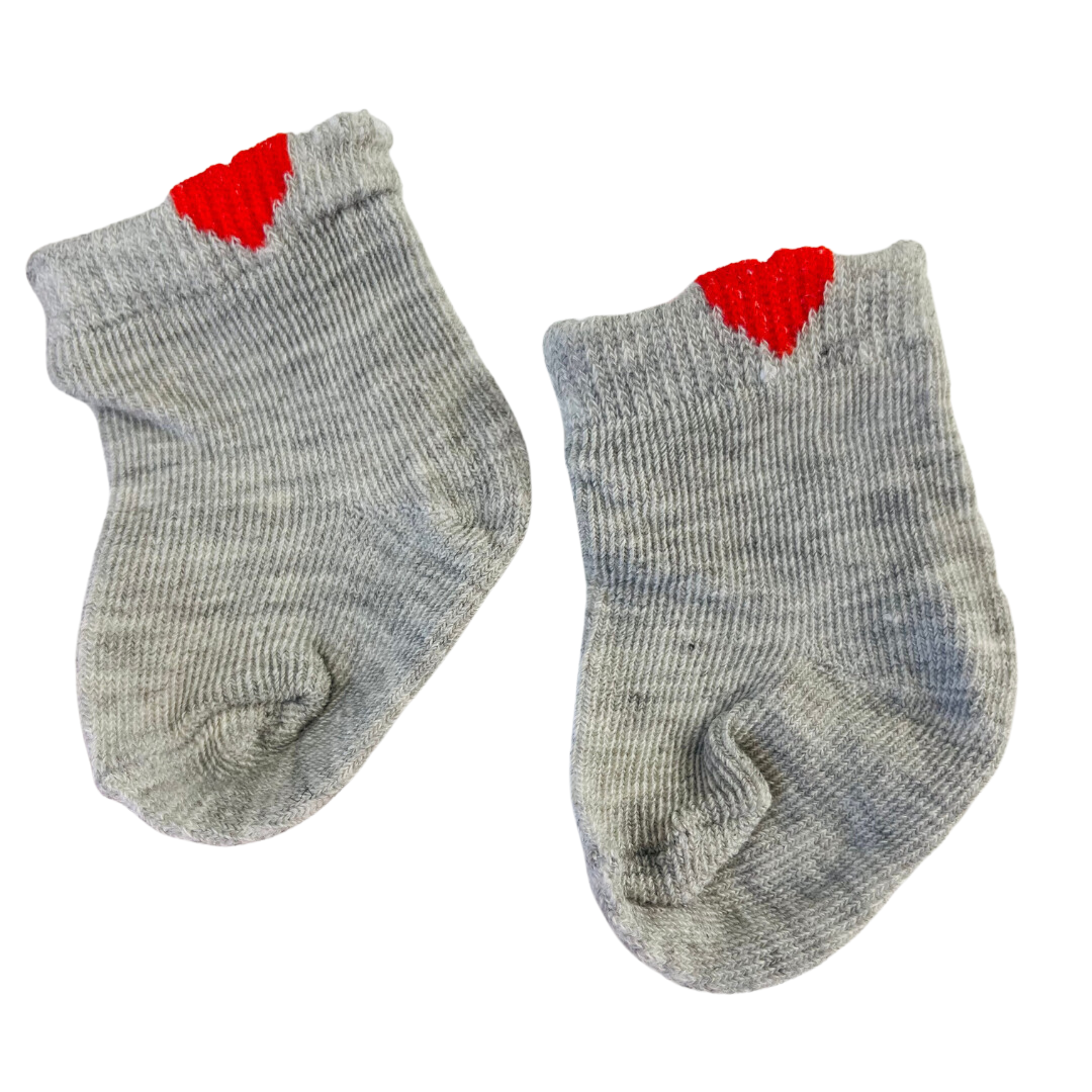 Grey Ankle Socks With Heart