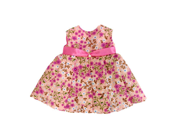 Pink Floral Dress & Straw Hat - 2 Piece Set