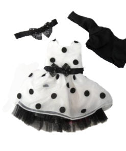 Black and White Polka Dot Dress Set - 3 Piece (s)