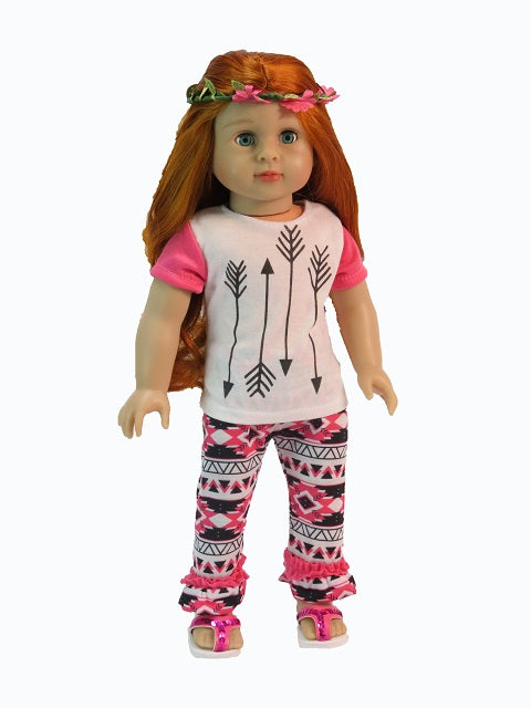 Flowers & Arrows T-Shirt, Pant & Headband Set - 3 Piece Set
