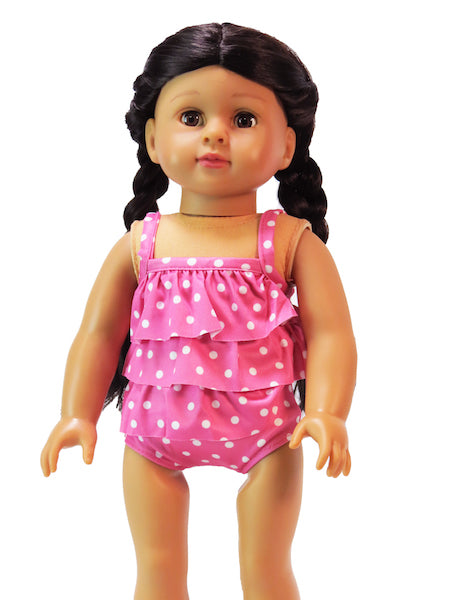 Hot Pink Polka Dot Bathing Swimsuit with Float - 3 Piece