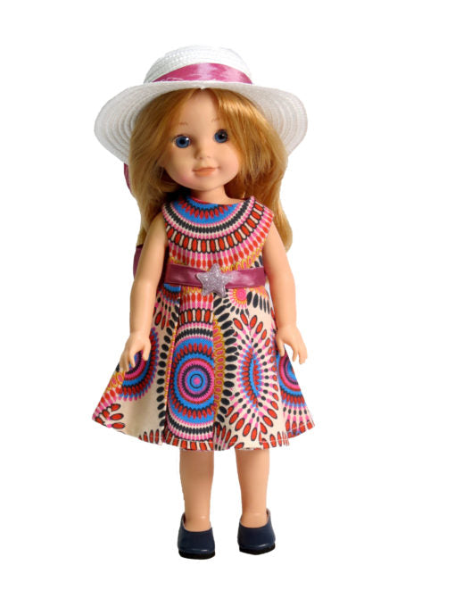 Pattern Dress with Hat (s) - 2 Piece Set