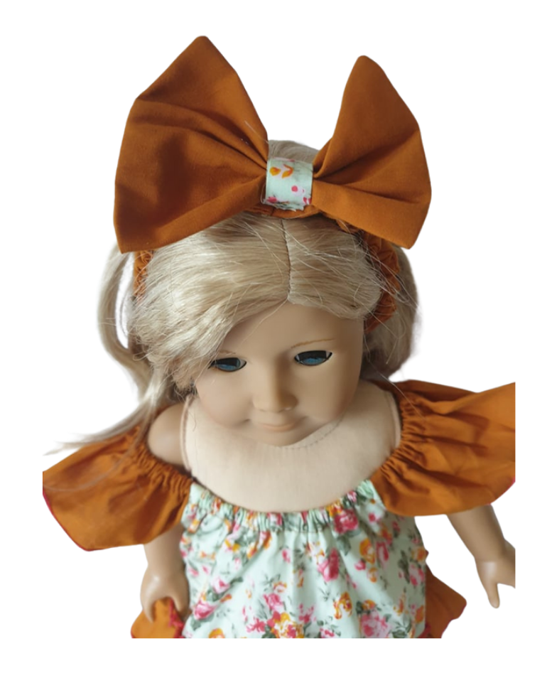 Mustard Floral Sundress, Bow & Bloomers - 3 Piece Set