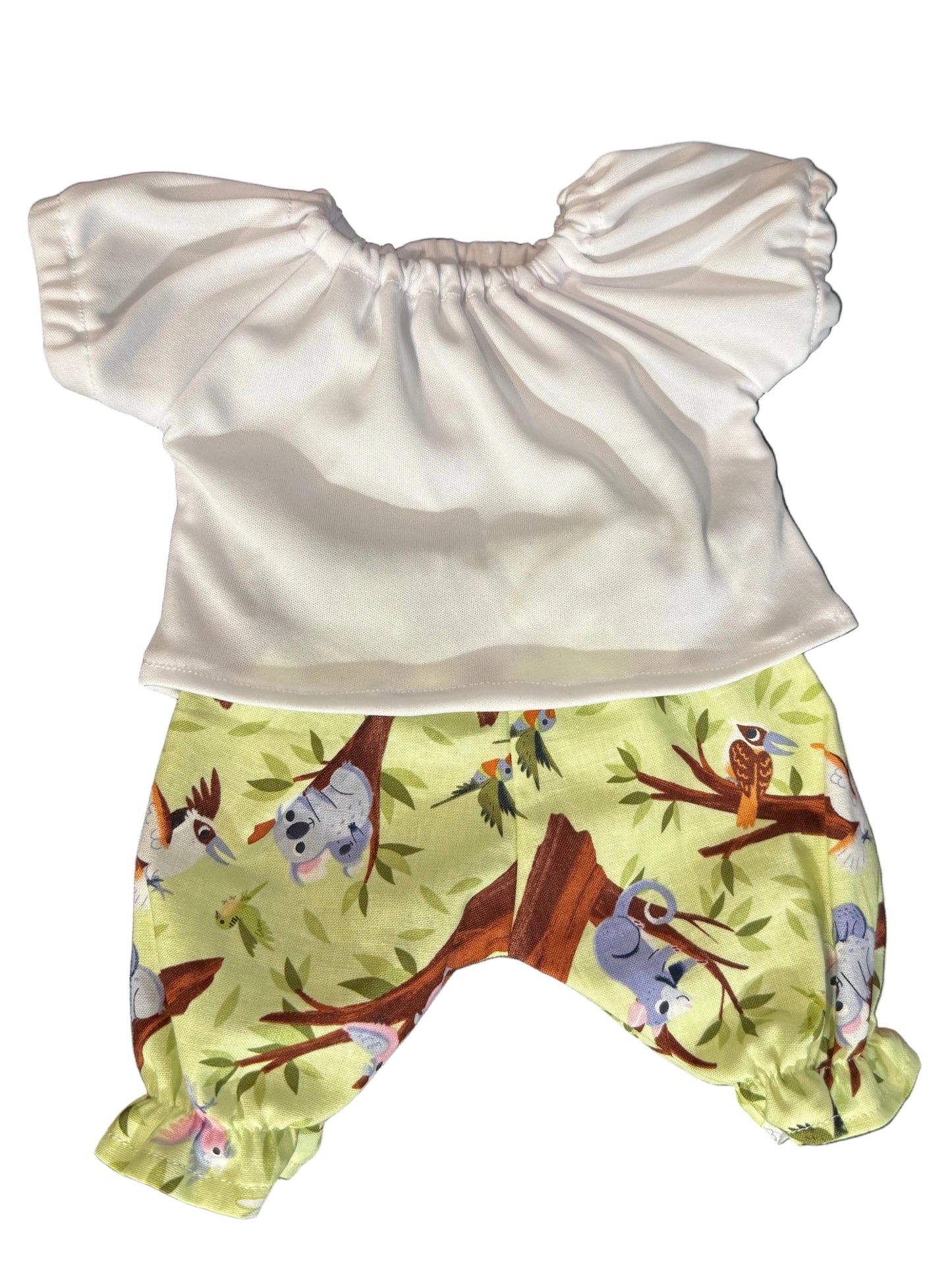 White Ruffled Shirt & Animal Print Pant Set - 2 Piece