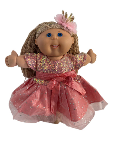 Coral Sequin & Silver Star Party Dress & Crown