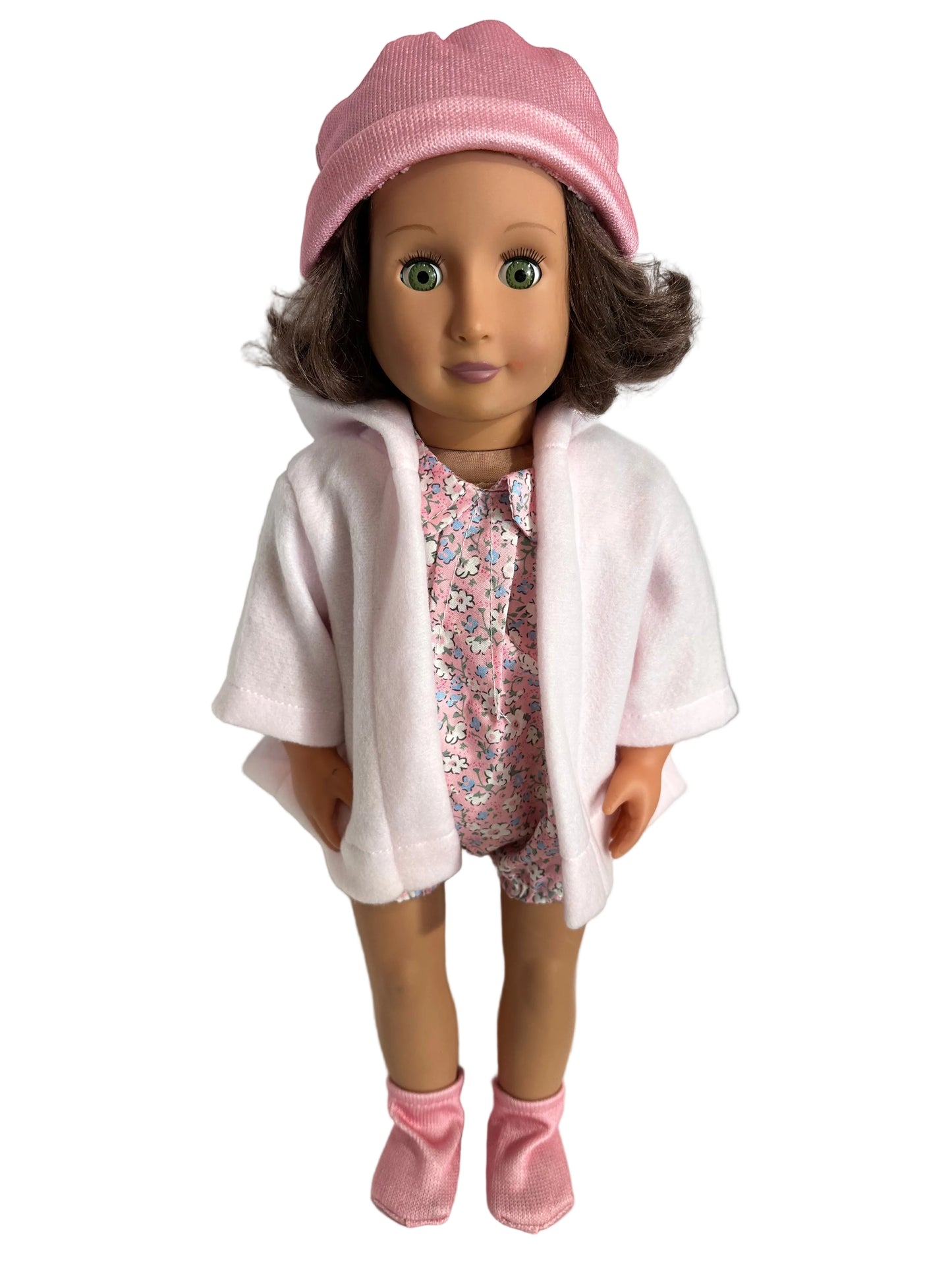 Blush  Floral Romper, Beanie, Hooded Jack & Booties - 4 Piece Set