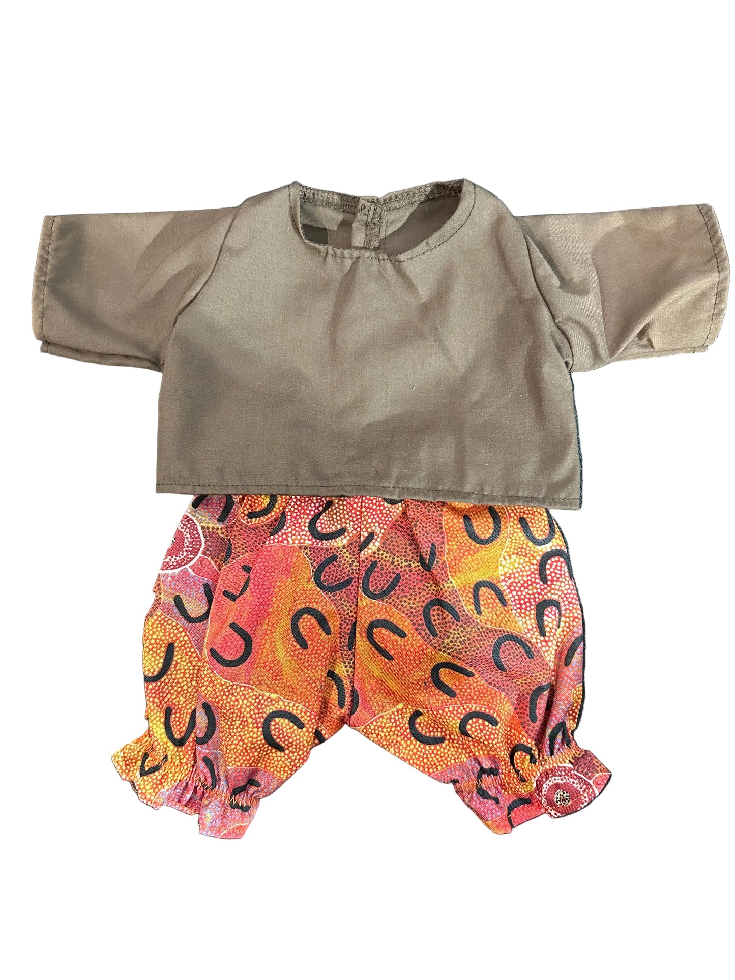 Indigenous Pattern Shirt & Ruffled Pant Set - 2 Piece