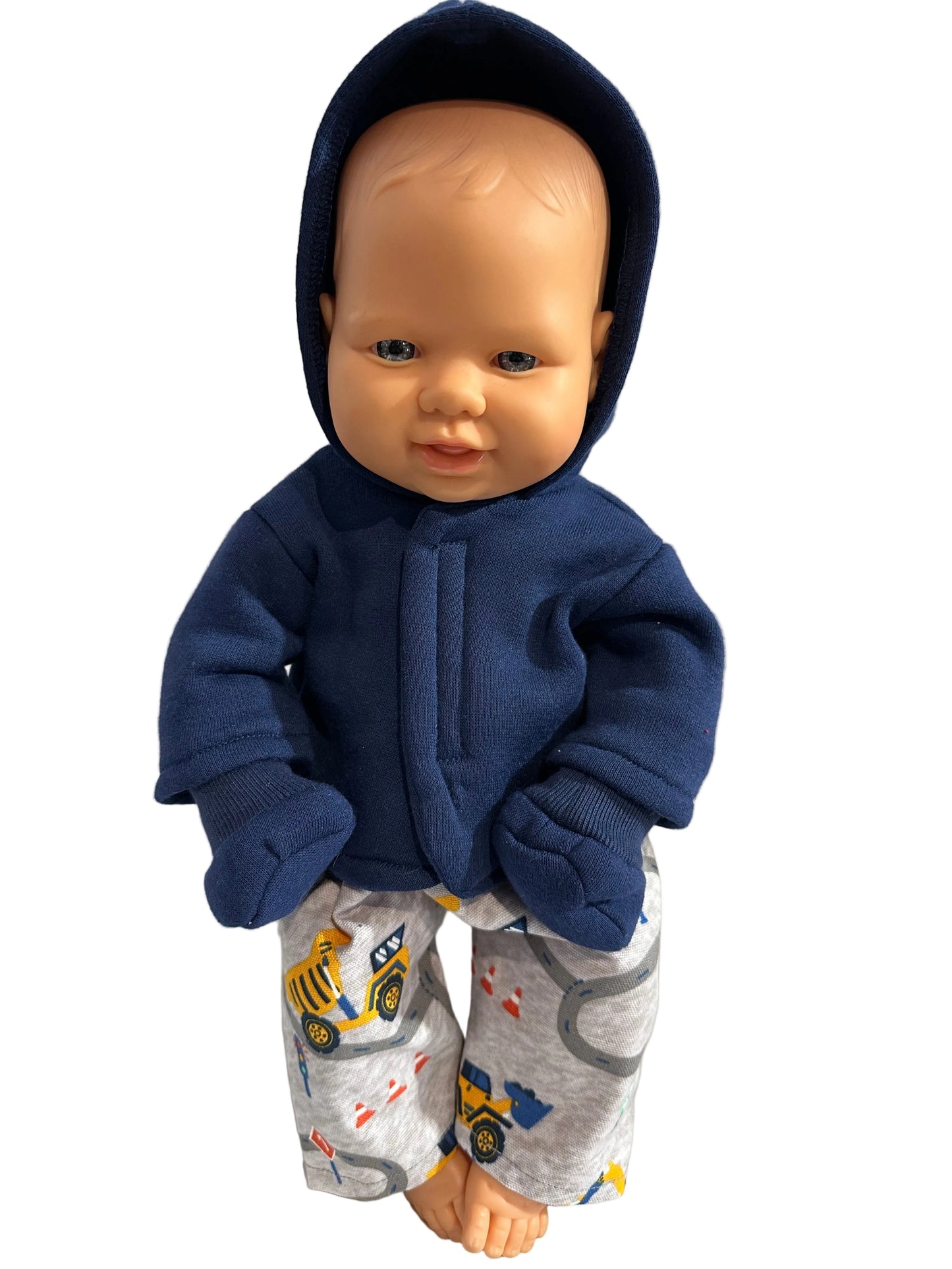 Hoodie, Grey Tractor Pants & Mittens - 3 Piece